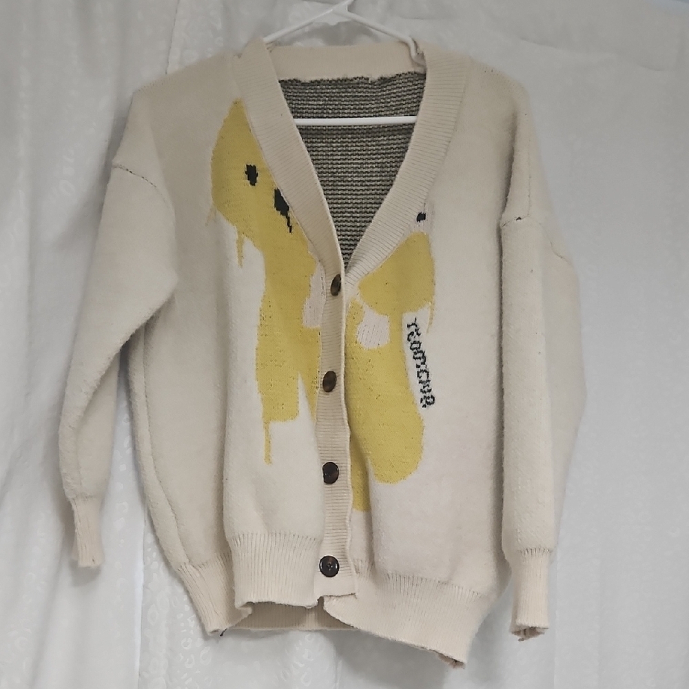 Cream and Yellow Women's Sweater